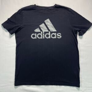 Adidas Boys/Youths Black with Gray Camo Logo Casual T-Shirt Size Medium 10/12